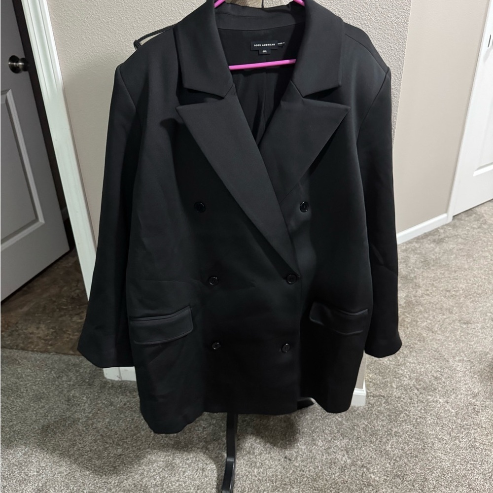 Good American Scuba Blazer 2.0 Black Neoprene Double Breasted Women’s 2XL NWT - Picture 2 of 4